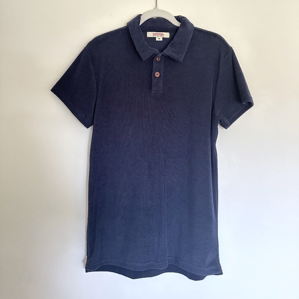 Birdwell Britches Men's Terry Polo - Navy, Size Medium